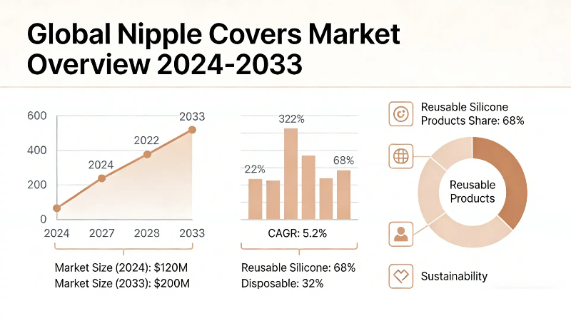 Infographic showing nipple cover market growth, reusable product share, and private label opportunity Infographic showing nipple cover market growth, reusable product share, and private label opportunity