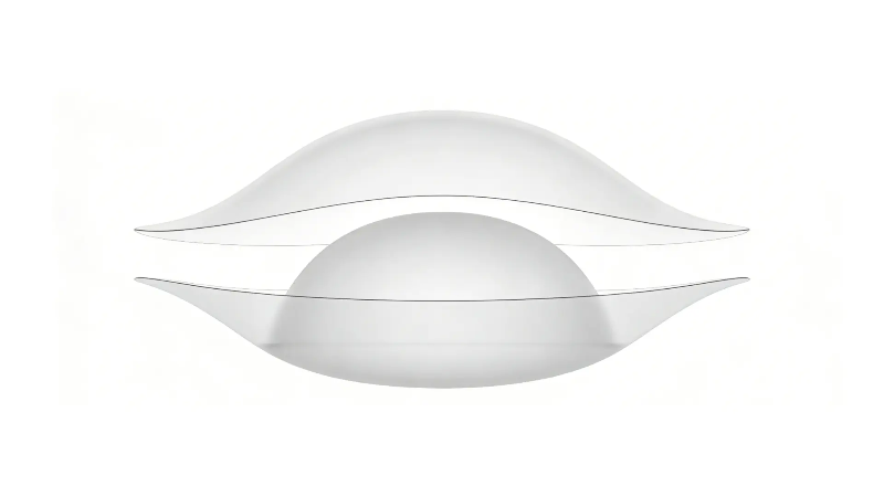 Cross-section of a silicone nipple cover showing thicker center and tapered edges Cross-section of a silicone nipple cover showing thicker center and tapered edges