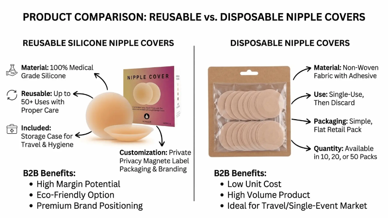 Comparison of silicone adhesive, acrylic adhesive, and no-adhesive center nipple cover designs Comparison of silicone adhesive, acrylic adhesive, and no-adhesive center nipple cover designs